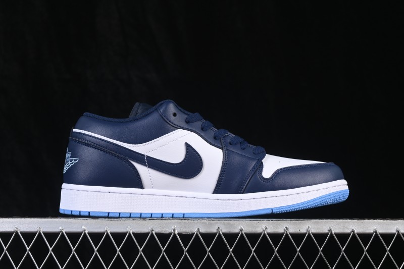 Nike Air Jordan 1 Low Retro Basketball Shoes with Classic White and Blue Colorway - 553558-404