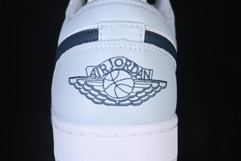 Nike Air Jordan 1 Low Retro Basketball Shoes with White Grey Blue Accents - 553558-400