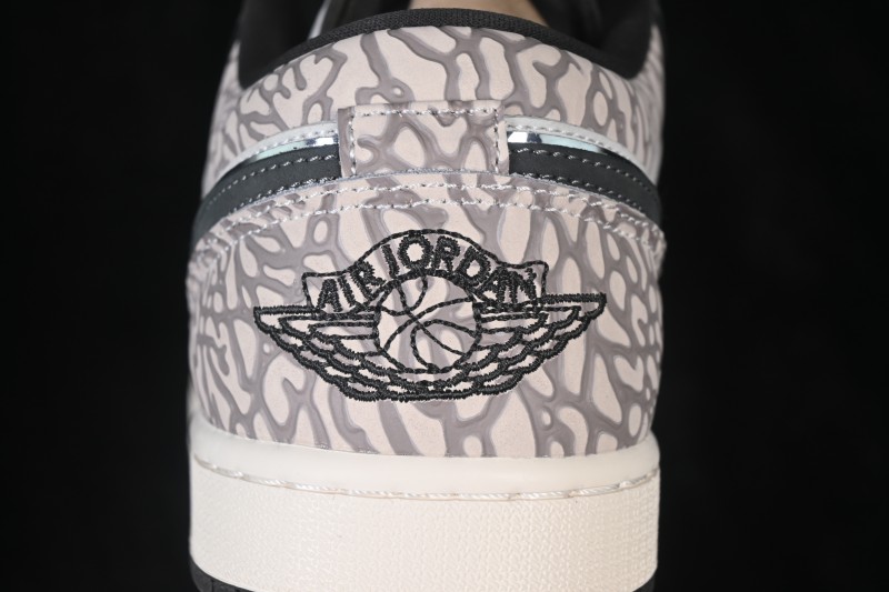 Nike Air Jordan 1 Low Retro Basketball Shoes with Cracked Leather Design - IU2268-100