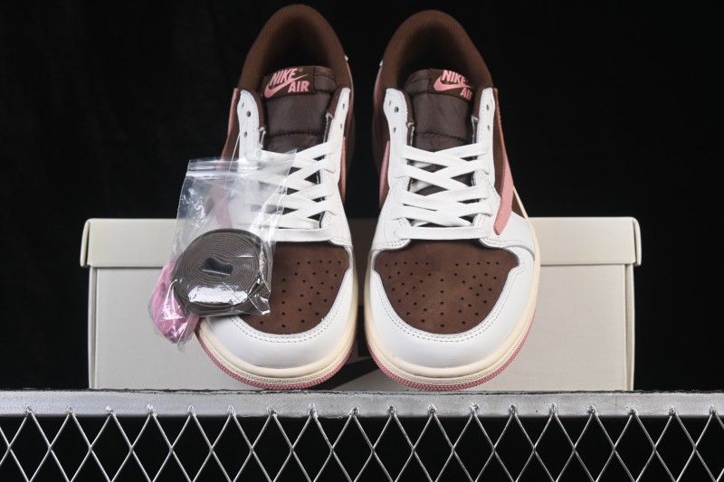 Nike Travis Scott x Air Jordan 1 Low OG Retro High-Quality Sneakers with Reverse Swoosh Design - DZ4137-206