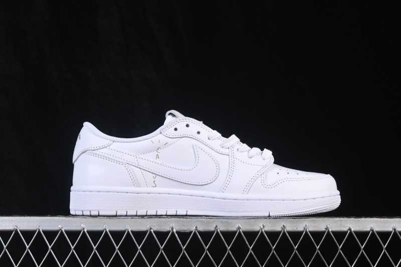 Nike Travis Scott x Air Jordan 1 Low OG Retro Sneakers with Reverse Swoosh Design - TD1228-111