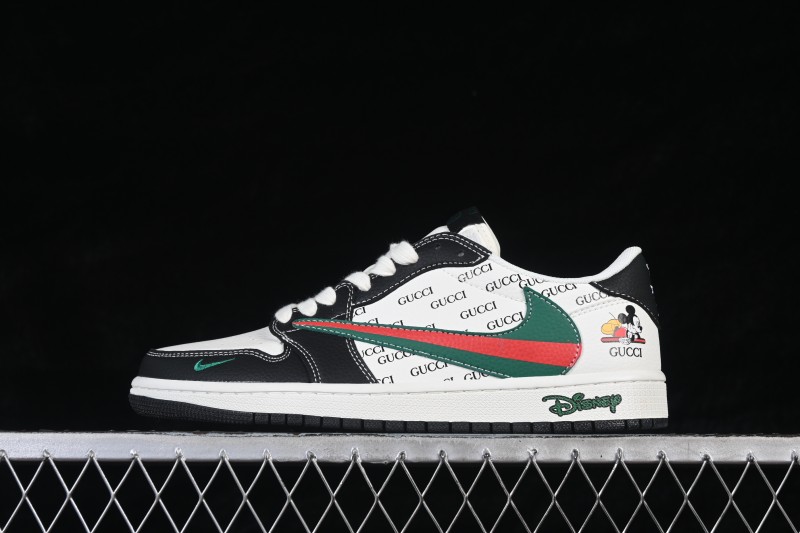 Nike Travis Scott x Fragment Design x Air Jordan 1 Low OG SP Cultural Casual Sneakers with Reverse Swoosh - DZ2688-009