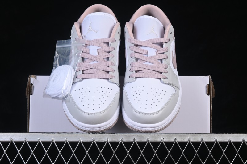 Nike Air Jordan 1 Low AJ1 Casual Skateboarding Shoes in White and Pink - DC0774-606