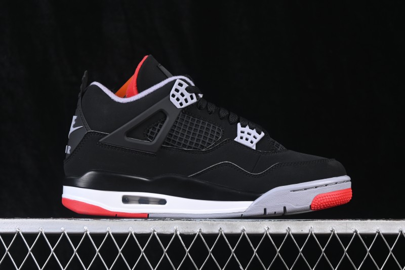 Nike Air Jordan 4 Retro Running Shoes with Premium Leather Upper and Classic Black-Red Colorway - IX8180-001