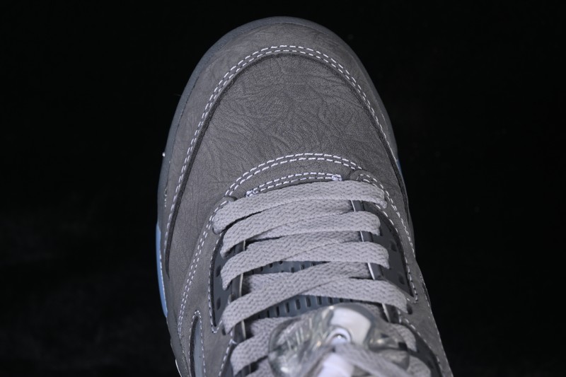 Nike Air Jordan 5 Retro Wolf Grey High-Top Basketball Shoes with Premium Leather Upper and Visible Air Cushioning - DD0587-002