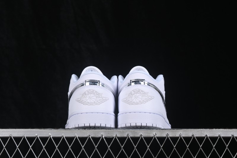 Nike Air Jordan 1 Low Retro Basketball Shoes with Silver Swoosh - IQ9381-100