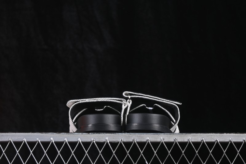 Hermes Chypre Sandals Women Flat Slide Slippers Gray Black - AJE5