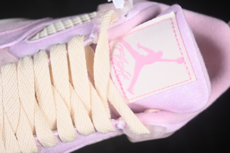 Nike Air Jordan 4 Retro 'Iced Carmine' Denim Basketball Shoes with Soft Pink Upper - IB6716-600