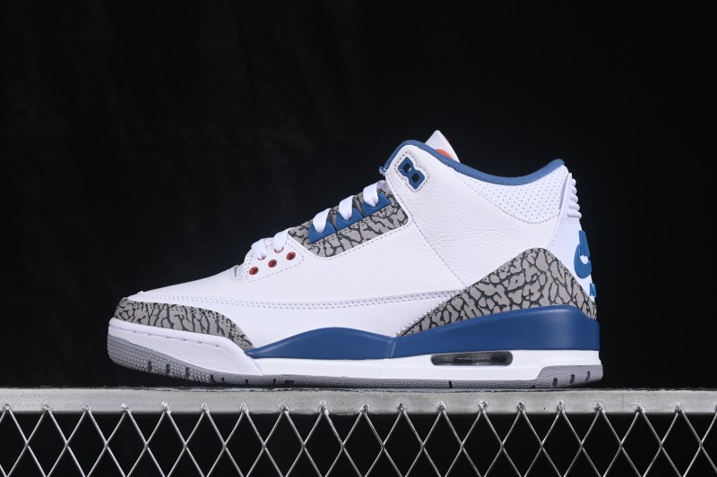 Air Jordan 3 Retro "True Blue" Men's Basketball Shoes with Classic Elephant Print and Premium Leather - IF4396-104