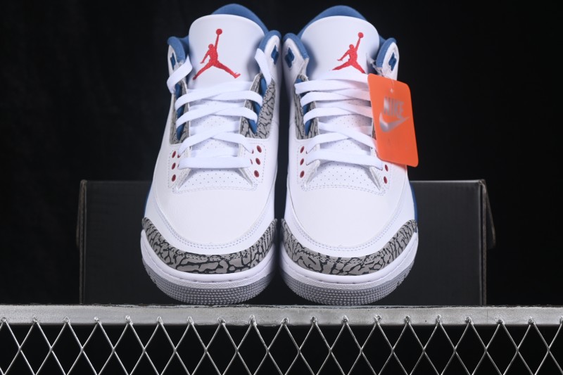 Air Jordan 3 Retro "True Blue" Men's Basketball Shoes with Classic Elephant Print and Premium Leather - IF4396-104