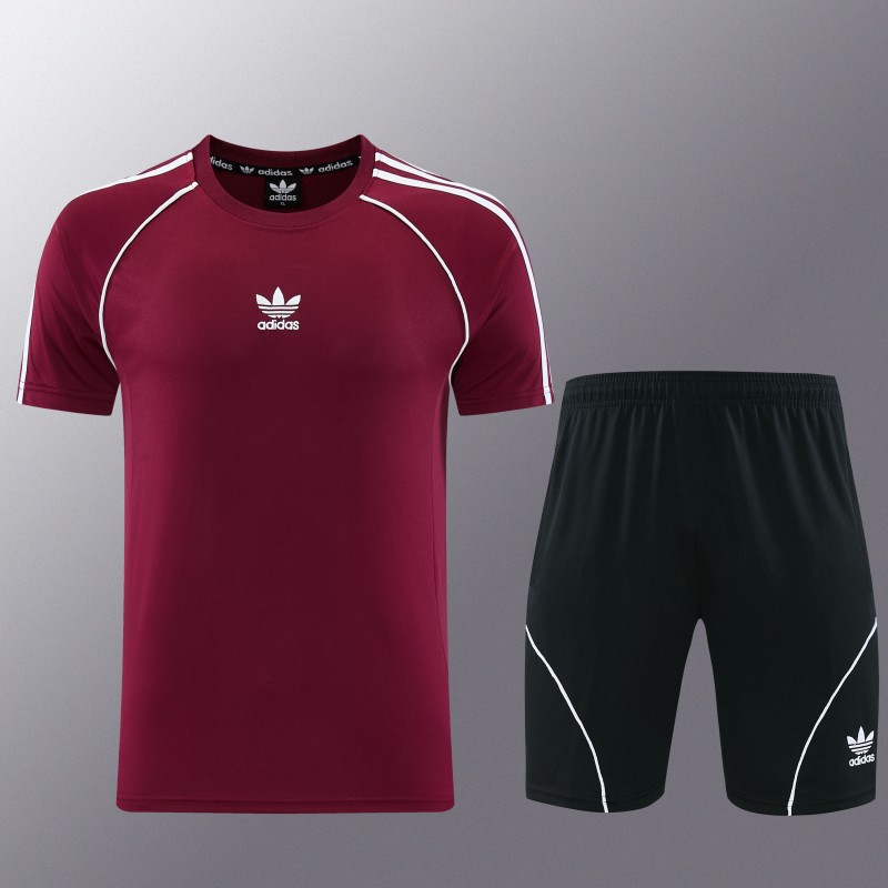 26/27 Adidas AD15  Dark Red Short Sleeve+Soccer Shorts