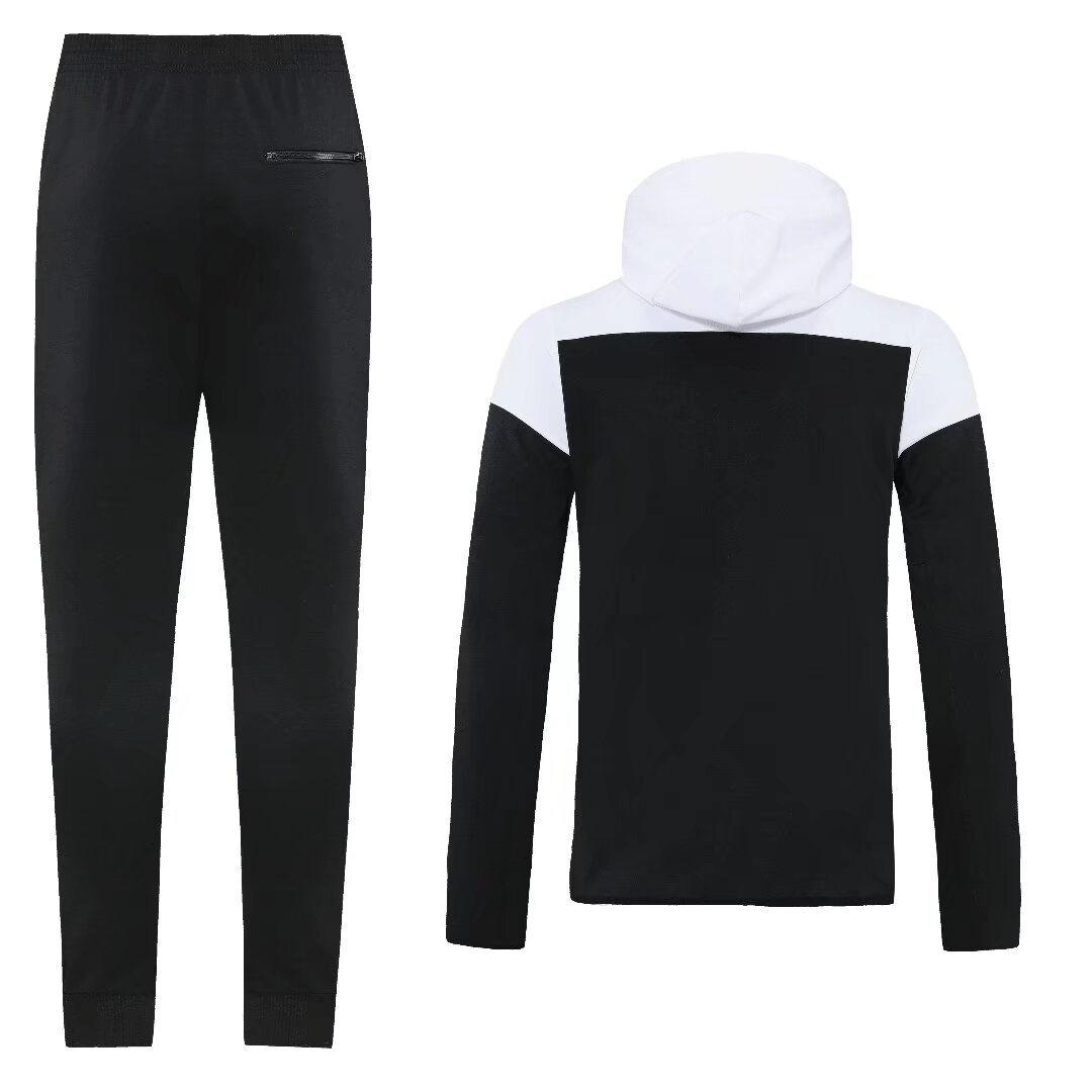 26/27 Juventus  Black/White Full Zipper Hooded Jacket Tracksuit + Long Pants
