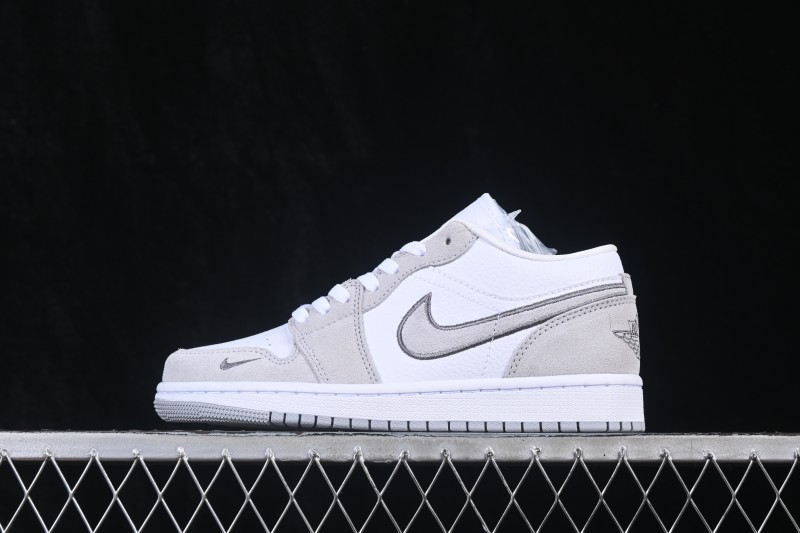 Nike Air Jordan 1 Low AJ1 Embroidered White Grey Low-Top Retro Cultural Basketball Shoes - IX3959-100