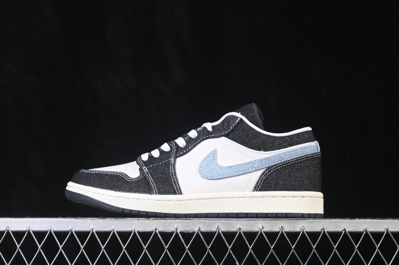 Nike Air Jordan 1 Low Black Denim Retro Basketball Shoes - JA4395-041