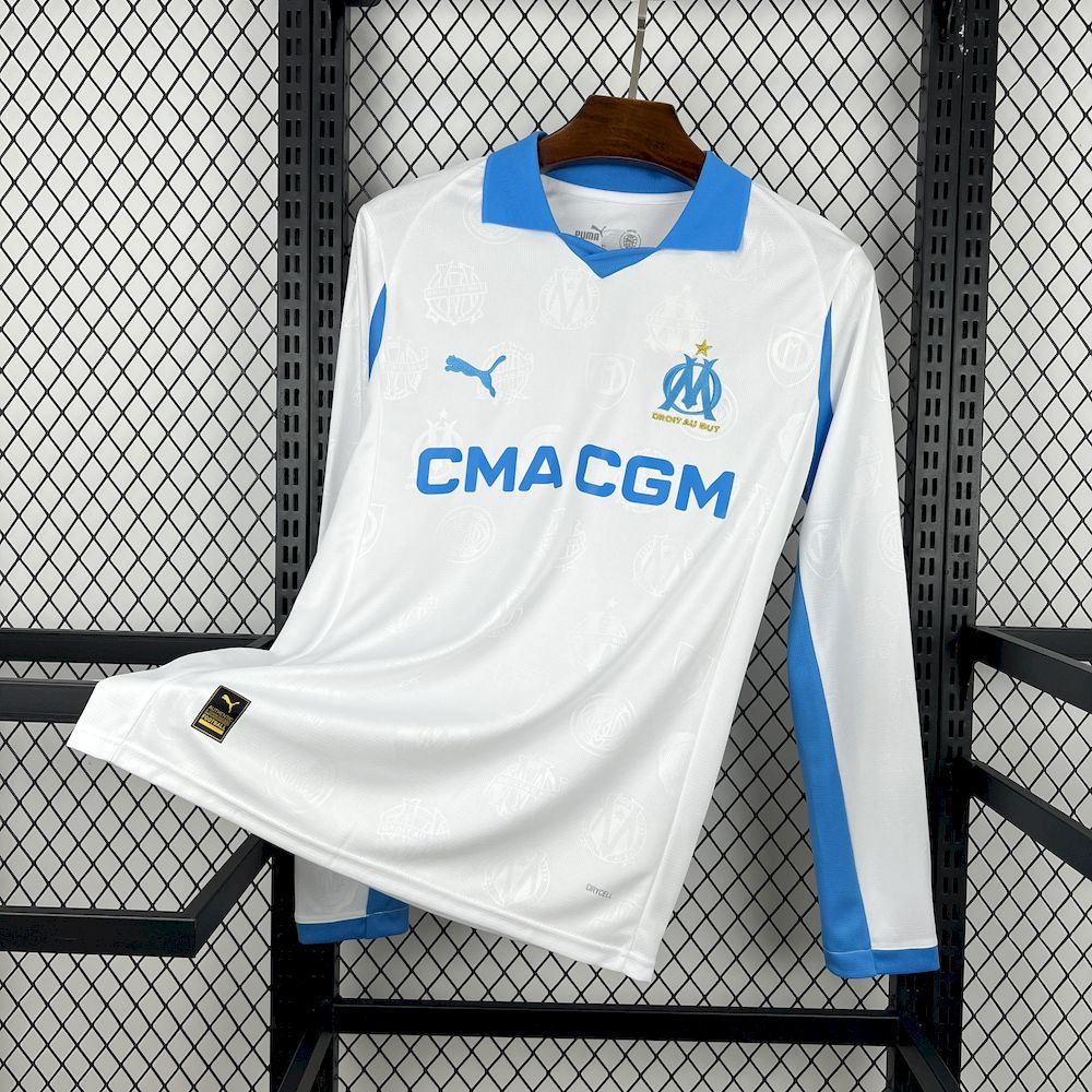 2025/26 Mens Olympique Marseille Home Long Sleeve Jersey