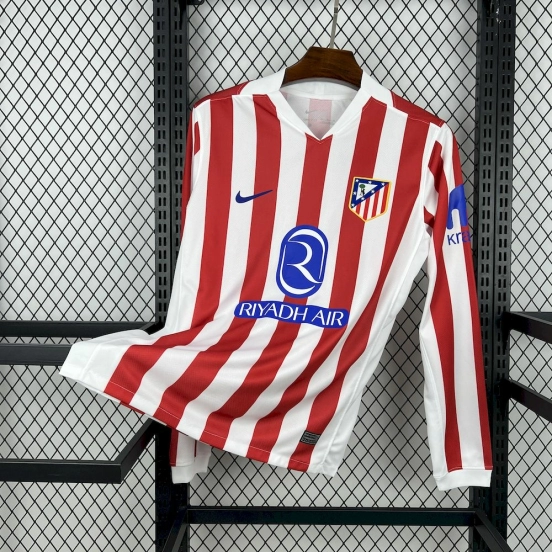 2025/26 Mens Atletico Madrid Home Long Sleeve Jersey