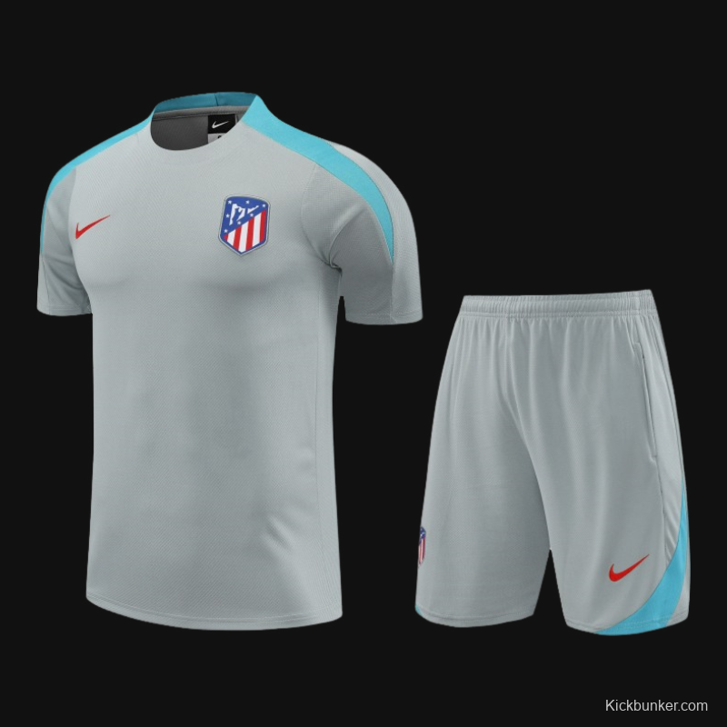 23/24 Atletico Madrid Grey Cotton Short Sleeve Jersey+Shorts