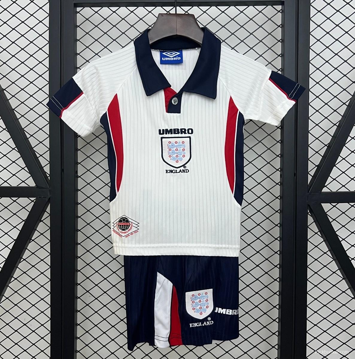 Retro 1998 Kids England Home Size 16-28 Jersey