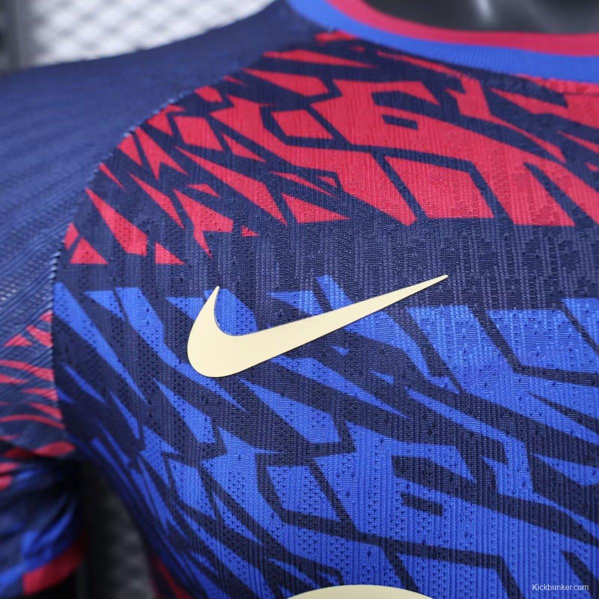 Player Version 25/26 FC Barcelona Navy Blue with Red and Blue Abstract Pattern Jersey