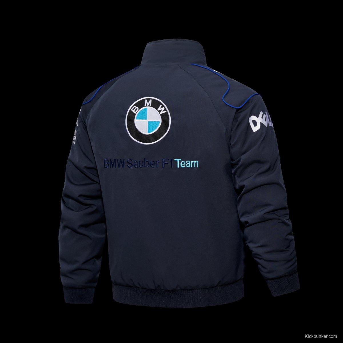2026 F1 BMW M Power Petronas Navy Blue Motorsport Racing Jacket with Embroidered Logo Patches