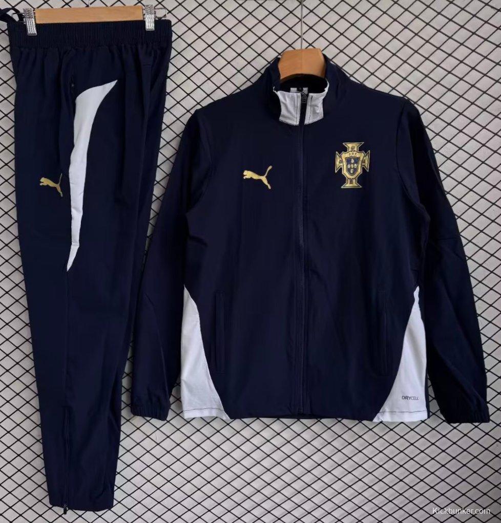 2026 Portugal Navy Full Zipper Windbreaker + Long Pants