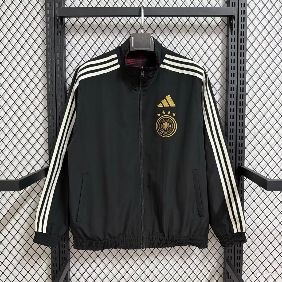 2026 Germany Black Full Zipper Windbreaker