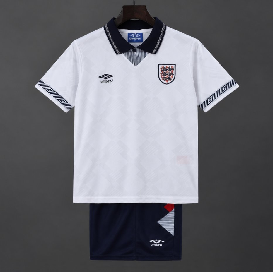 Retro 1990/92 Kids England White Home Jersey