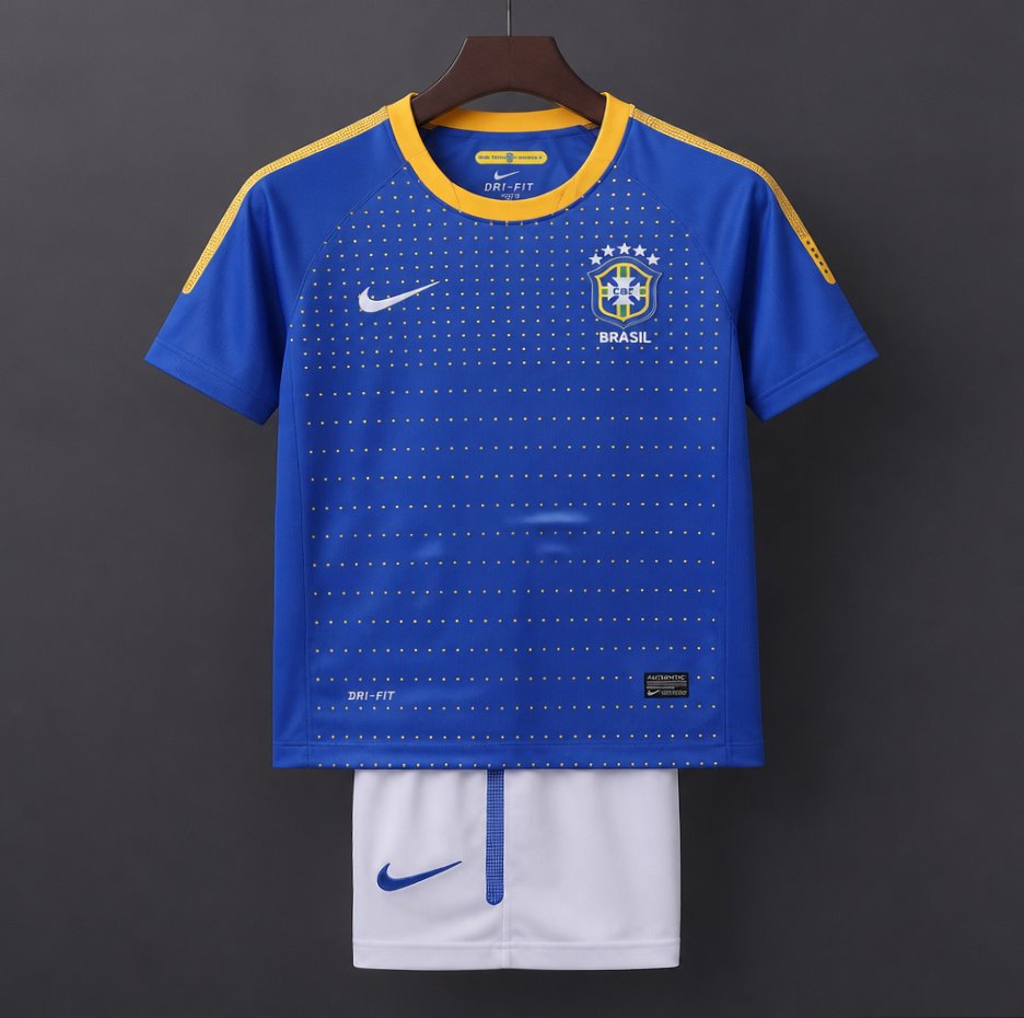 Retro 2010/11 Kids Brazil Blue & White Away Jersey