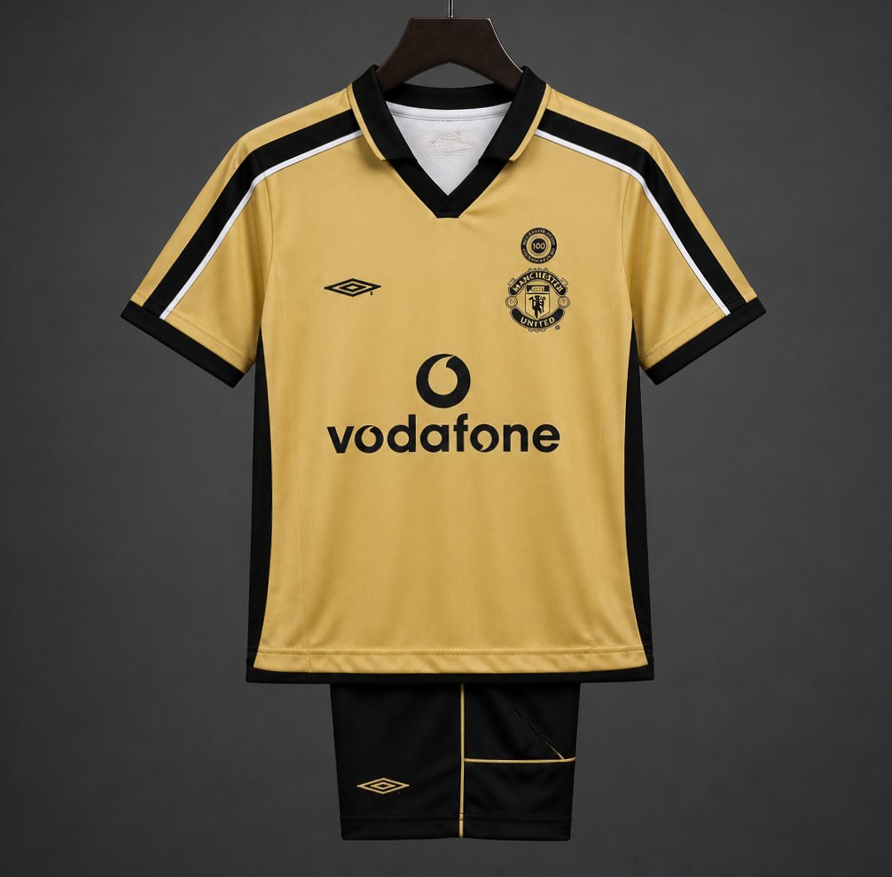 Retro Kids 01/02 Manchester United Centenary Golden Reversible Jersey