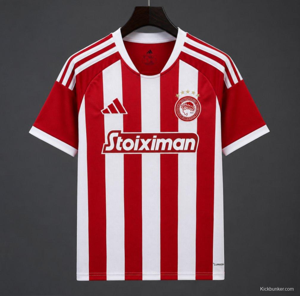 26/27 Olympiacos Red and White Stripe Home Jersey