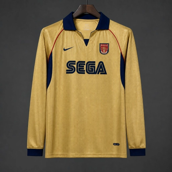 26/27 Arsenal Vintage 2001/02 Remake Gold Long Sleeve Away Jersey