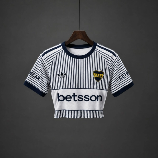 2027 Boca Juniors Away Stripes Women Crop Jersey