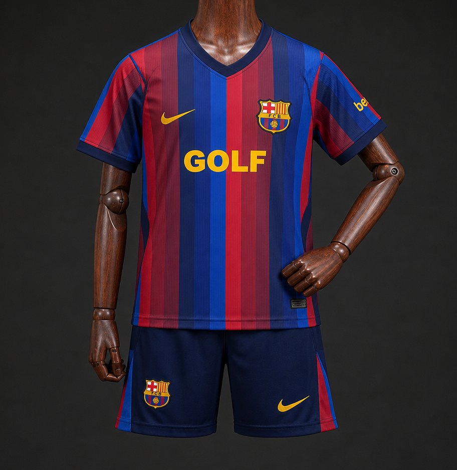 26/27 Kids Barcelona x Golf Wang El Clasico Red Blue Jersey Kit